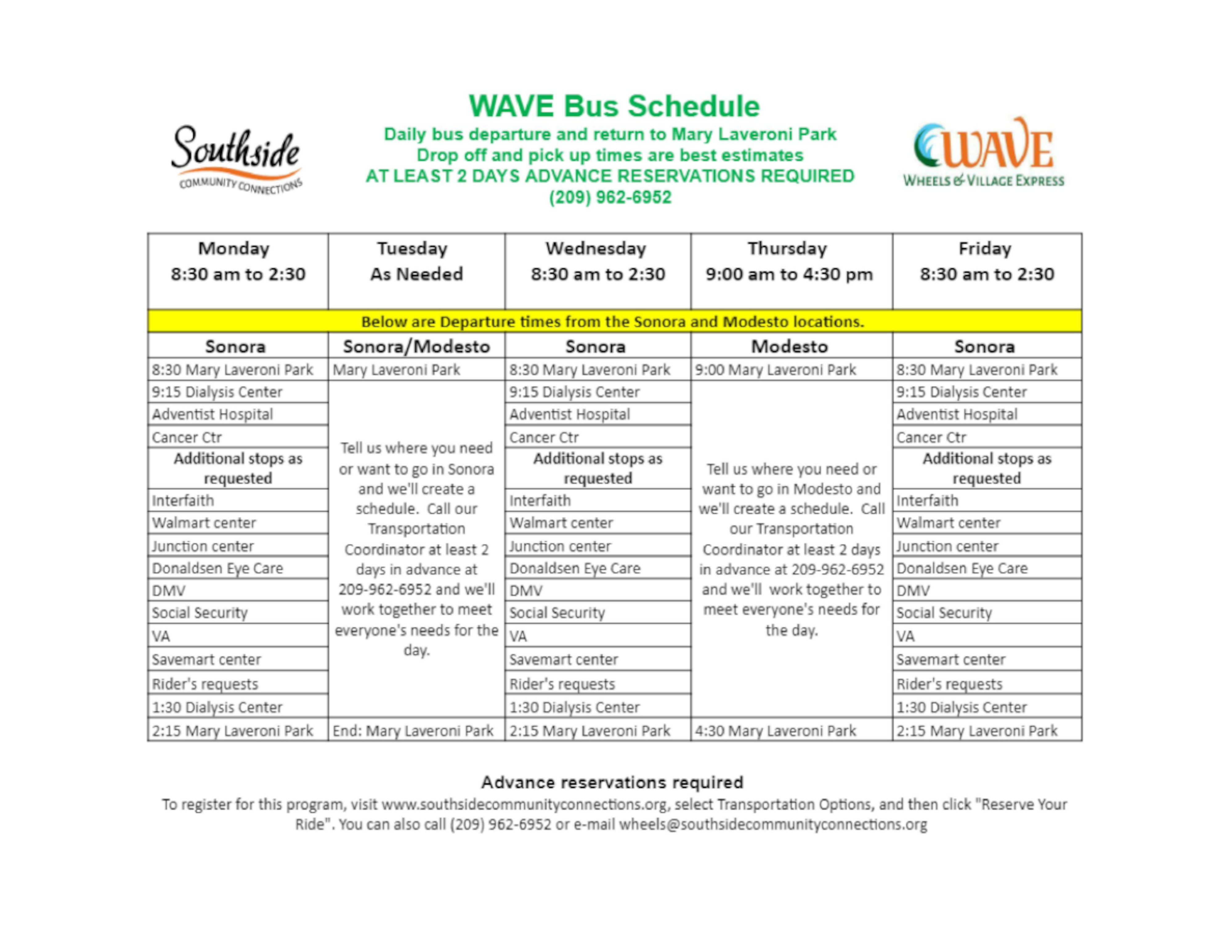 WAVE Schedule Southside Community Connections